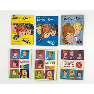 Lot of Six Vintage Barbie Ken Midge Skipper Skooter Allan Fashion Booklets